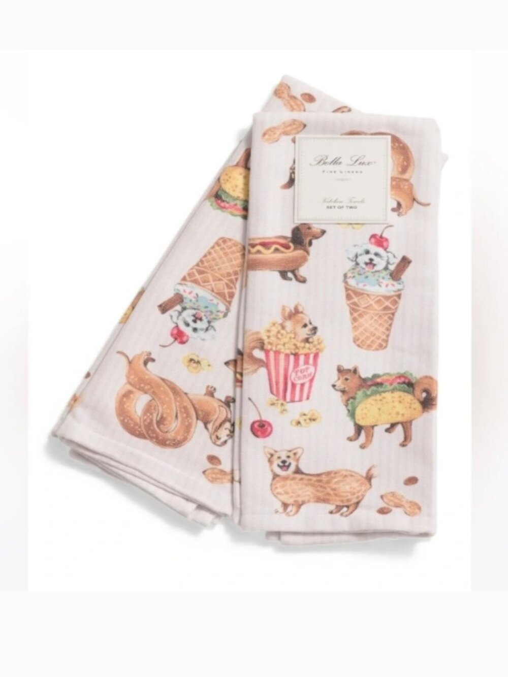 NWT Bella Lux Circus Pups Kitchen Towel Set of two